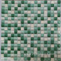 15X15MM glass mix green marble mosaic tile